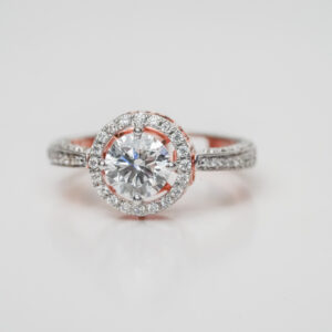 Round Solitaire Pendant Ring in Rose Gold