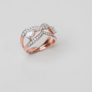 Ring with Two Pear Solitaires and Diamond-Studded Band