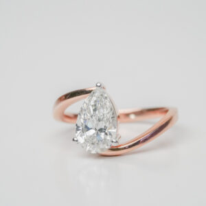 Twisted Band Engagement Ring with Single Pear Solitaire