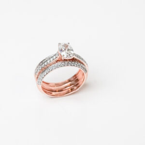 Stackable Rose Gold Band with Oval Solitaire