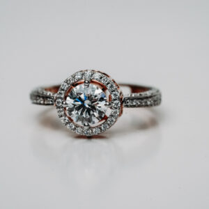 Round Solitaire Pendant Ring in Rose Gold