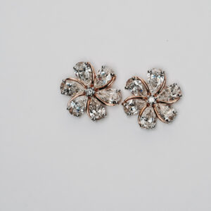 Pear Cut Solitaire Flower Studs