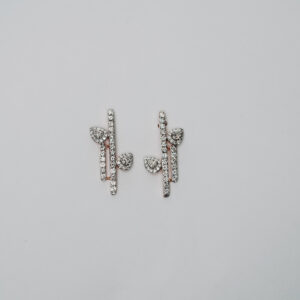 Flower Stem and Leaf Earrings with Round and Pear-Cut Diamonds in Rose Gold
