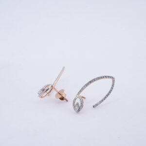 Rose Gold Open Hoop Pavé Earrings with Marquise Diamond