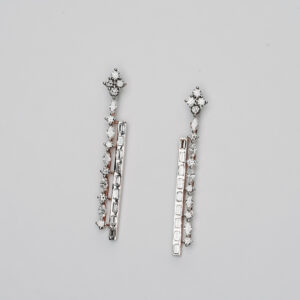 Linear Drop Earrings with Emerald, Marquise, and Round-Cut Diamonds