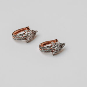 Multilayer Hoop Earrings with Round and Pear-Cut Diamonds in Rose Gold