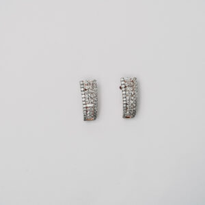 Open Hoop Parallel Branch Earrings with Round and Marquise-Cut Diamonds in Rose Gold