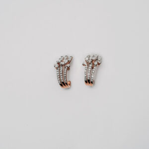 Multilayer Parallel Open Hoop Earrings with Round and Pear-Cut Diamonds in Rose Gold