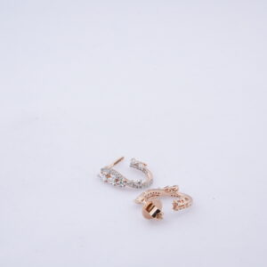Rose Gold Open Hoop Earrings with Round and Pear-Cut Diamonds