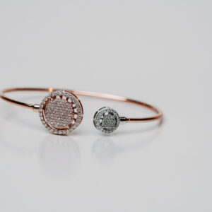 Rose Gold Micro Pave Set Diamond Double Halo Bracelet