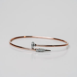 Rose Gold Open Cuff Bracelet with Diamond Accented Tips