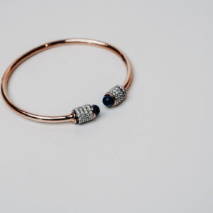 Rose Gold Halo Bracelet with Blue Stone and Micro Pave Setting