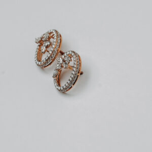 Oval Stud Earrings with Round and Pear-Cut Diamonds in Rose Gold