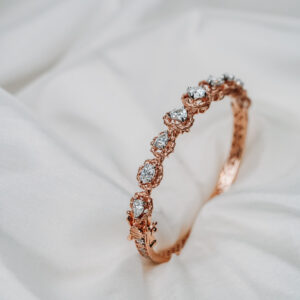 Matte Rose Gold Heart-Pear Solitaire Bracelet