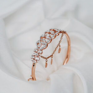 Rose Gold Charm Bracelet with Pear, Marquise, and Round Diamonds